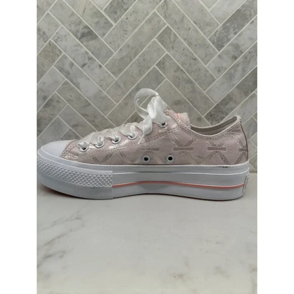 Converse Chuck Taylor All Star Lift Sneakers Shoes Womens 7 Low Top White Ribbon - Picture 4 of 10